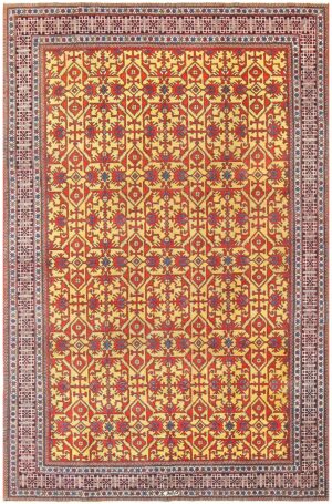 Gold Antique Persian Tabriz Lotto Design Rug #48248 by Nazmiyal Antique Rugs