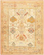 Large Scale Ivory Antique Turkish Oushak Rug #48157 by Nazmiyal Antique Rugs
