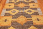 vintage double sided swedish kilim rug 48282 gray field Nazmiyal