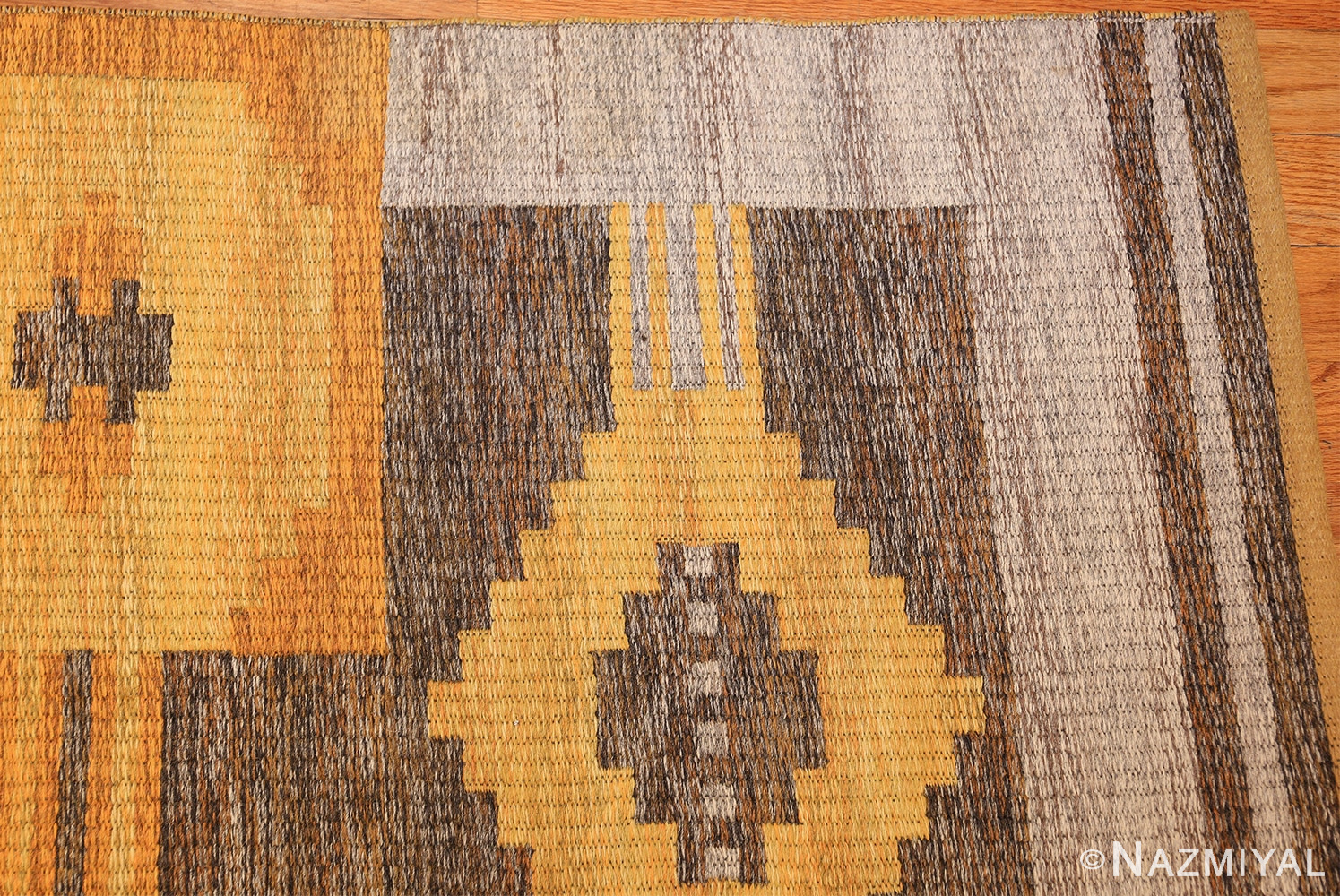vintage double sided swedish kilim rug 48282 gray corner Nazmiyal