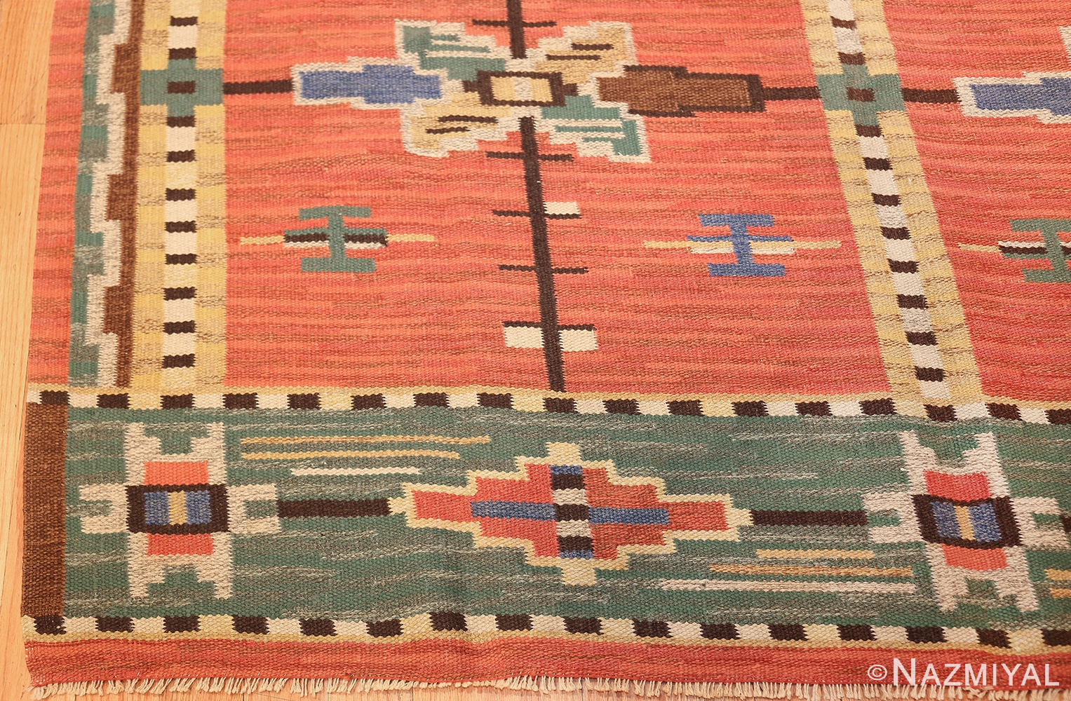 vintage scandinavian swedish kilim 48238 corner Nazmiyal