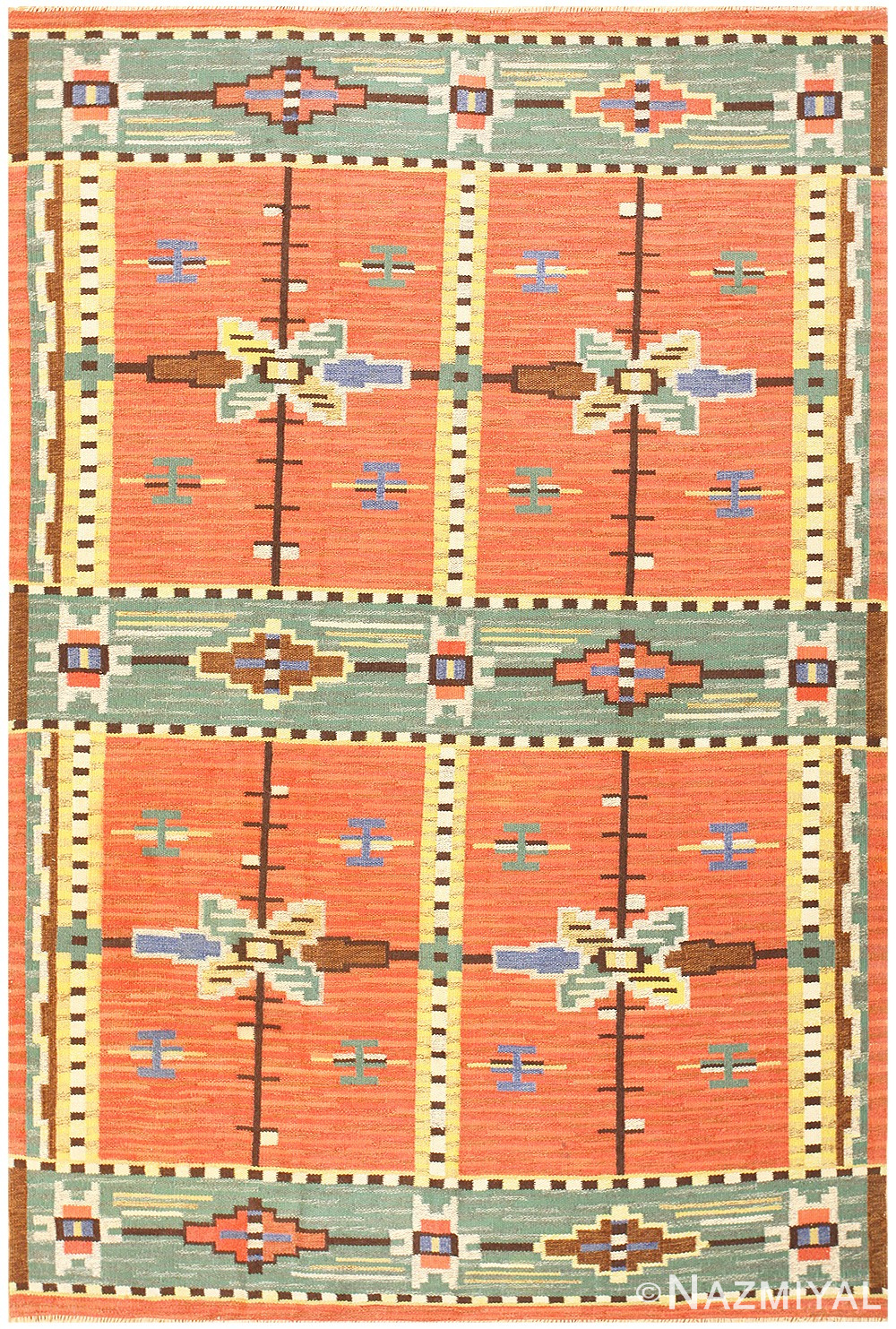 Vintage Scandinavian Swedish Kilim 48238 Detail/Large View
