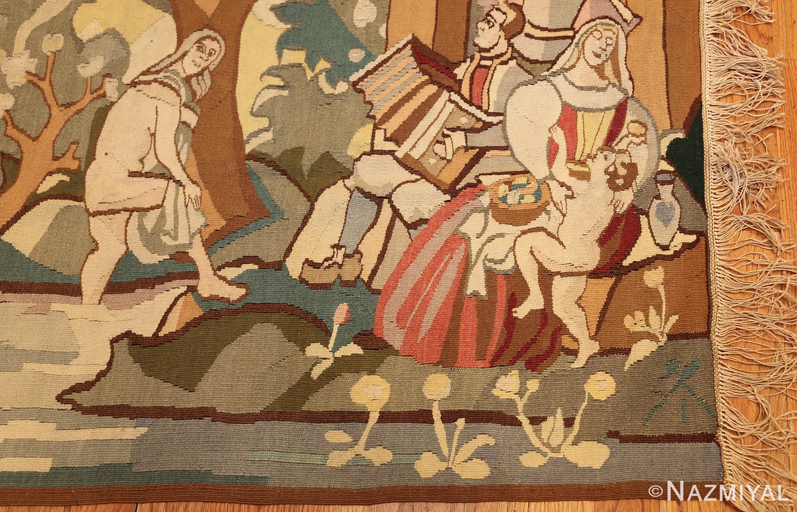 vintage swedish tapestry 48283 corner Nazmiyal