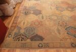 Corner antique garden design oversized Israeli Bezalel carpet 48245 by Nazmiyal