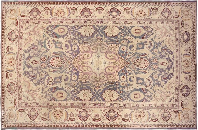 Beautiful Oversized Light Purple Antique Indian Agra Rug | Nazmiyal