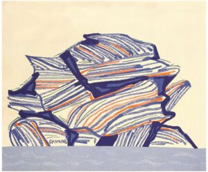 Vintage Scandinavian Tapestry by Lars Gynning, “Cliff in the Sea at the Island 48337 Nazmiyal