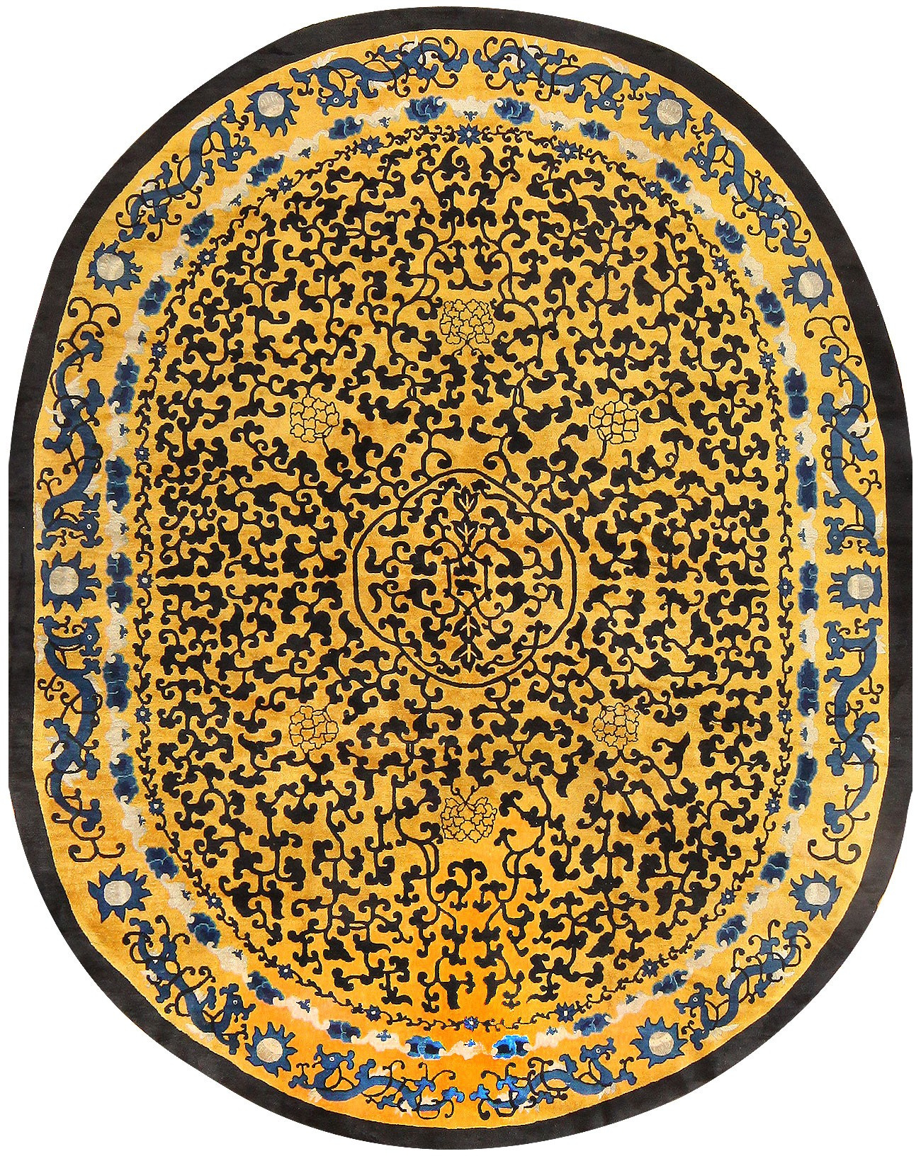 Gold Color Antique Oval Chinese Rug 48215 Nazmiyal Antique Rugs