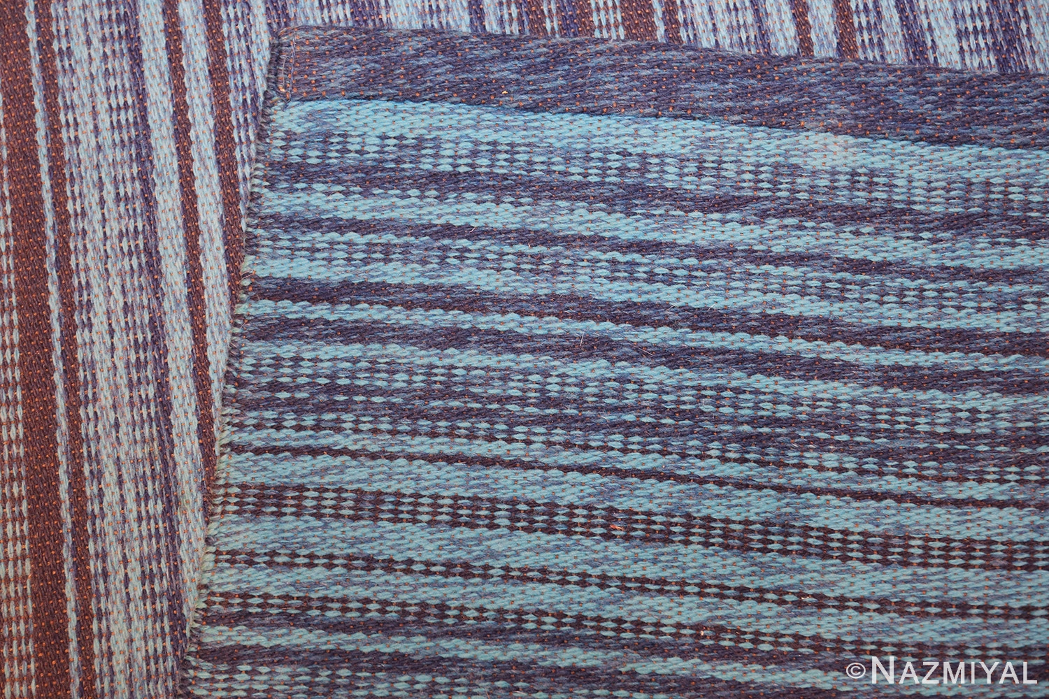 Vintage Blue Swedish Kilim Rug 48278 Nazmiyal Antique Rugs