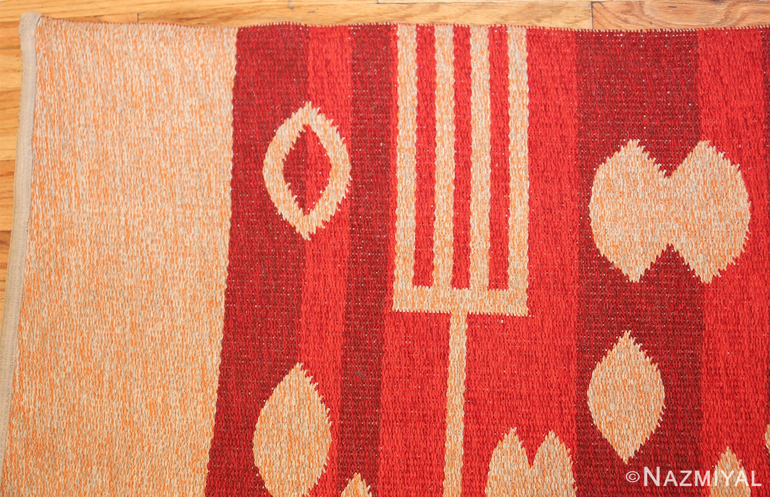 vintage double sided swedish kilim 48285 corner Nazmiyal