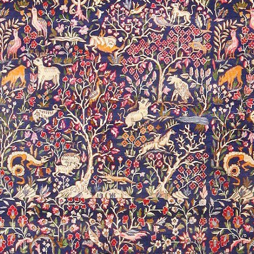 Blue Garden of Paradise Antique Persian Rug by Nazmiyal