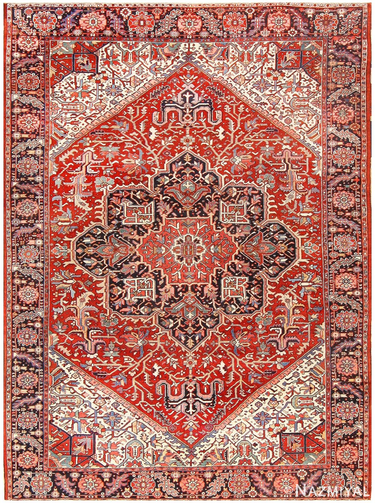 Antique Room Sized Persian Heriz Rug 48314 Detail/Large View