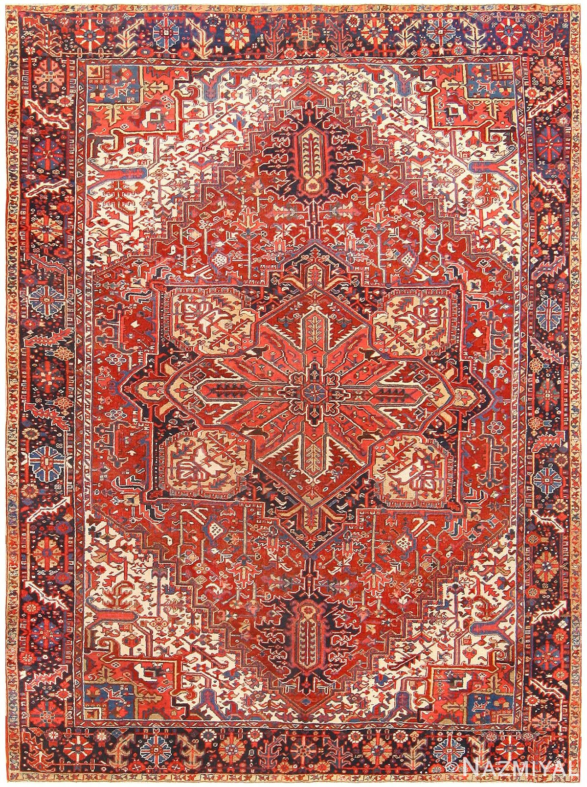 Antique Room Sized Persian Heriz Rug 48315 Detail/Large View