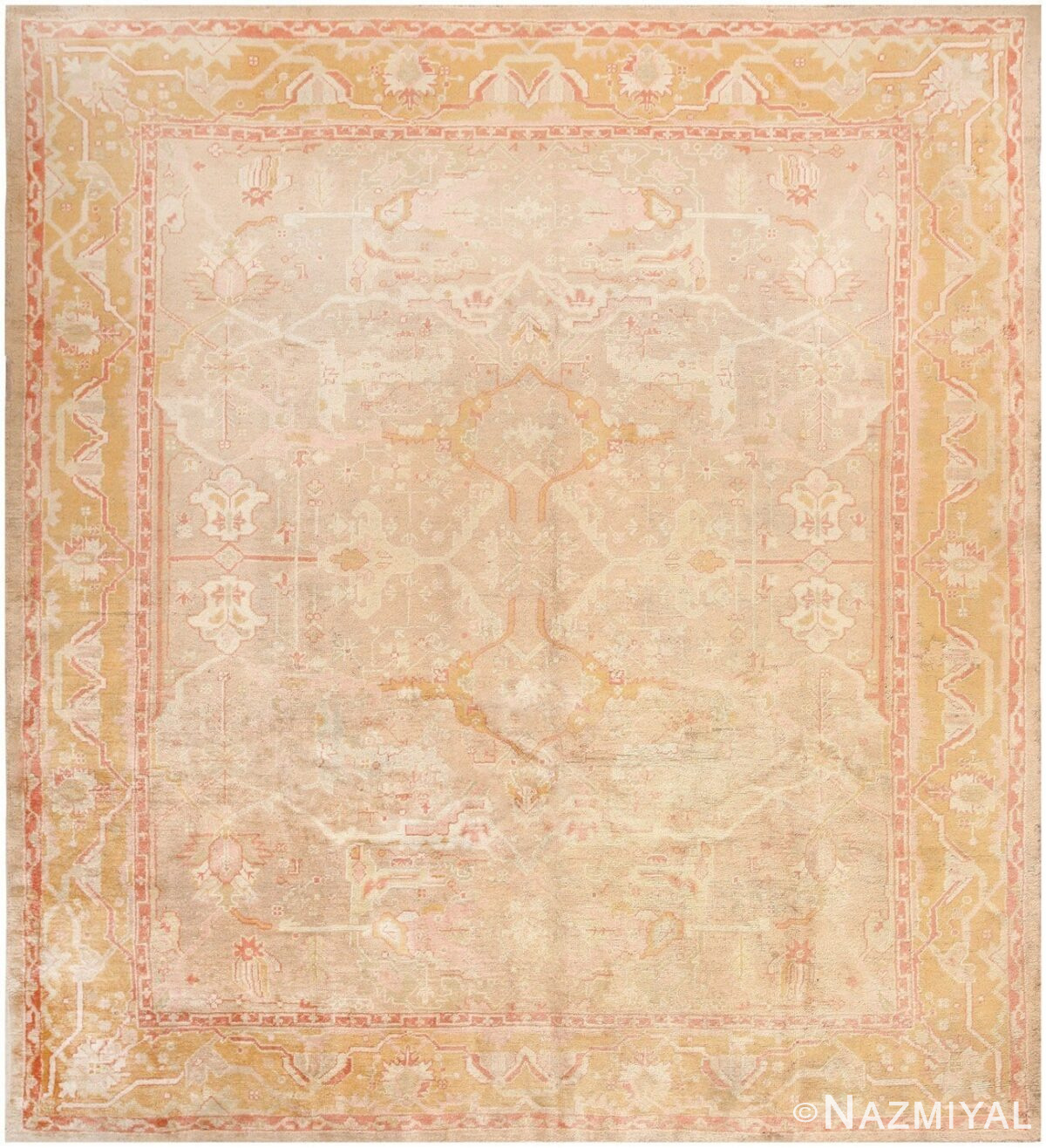 Antique Turkish Oushak Rug 48040 Detail/Large View