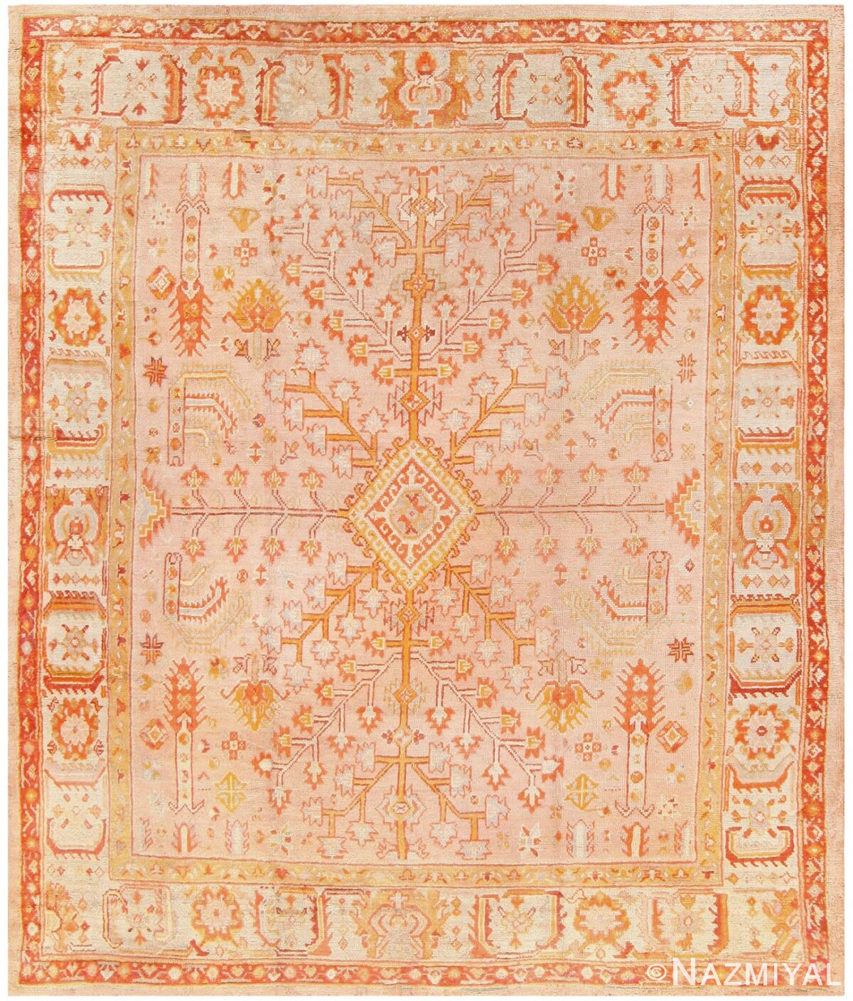 Antique Turkish Oushak Rug 48184 Nazmiyal Antique Rugs