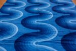 Vintage Kurve Verner Panton Textile in Blue 47720 Field Design Vintage Kurve Verner Panton Textile in Blue 47720 Field Design Nazmiyal