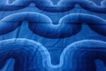 Vintage Kurve Verner Panton Textile in Blue 47720 Horizontal Shapes Vintage Kurve Verner Panton Textile in Blue 47720 Horizontal Shapes Nazmiyal
