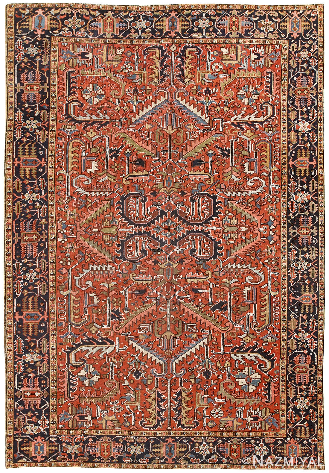 Antique Persian Heriz Rug 50138 Nazmiyal Antique Rugs