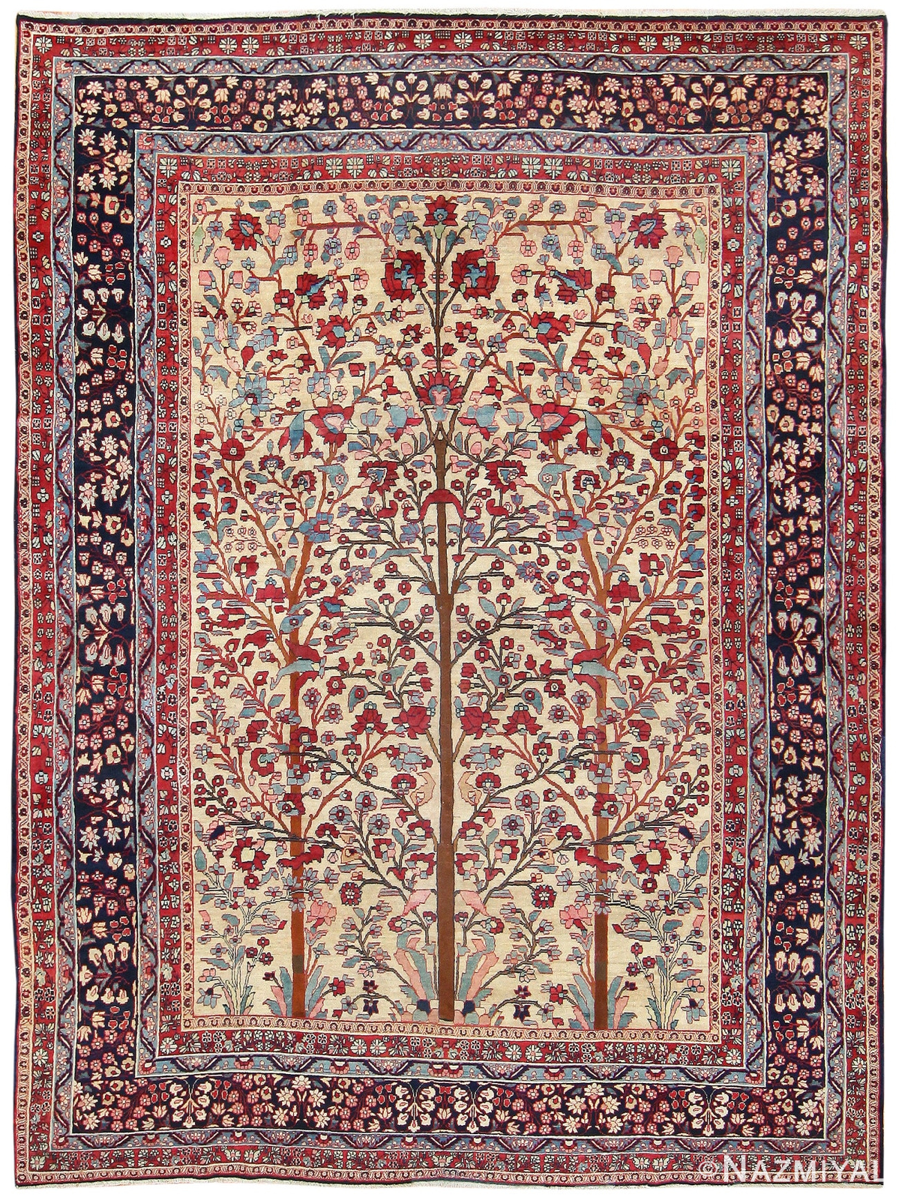 Antique Persian Khorassan Rug with Tree of Life Design 50129 Nazmiyal