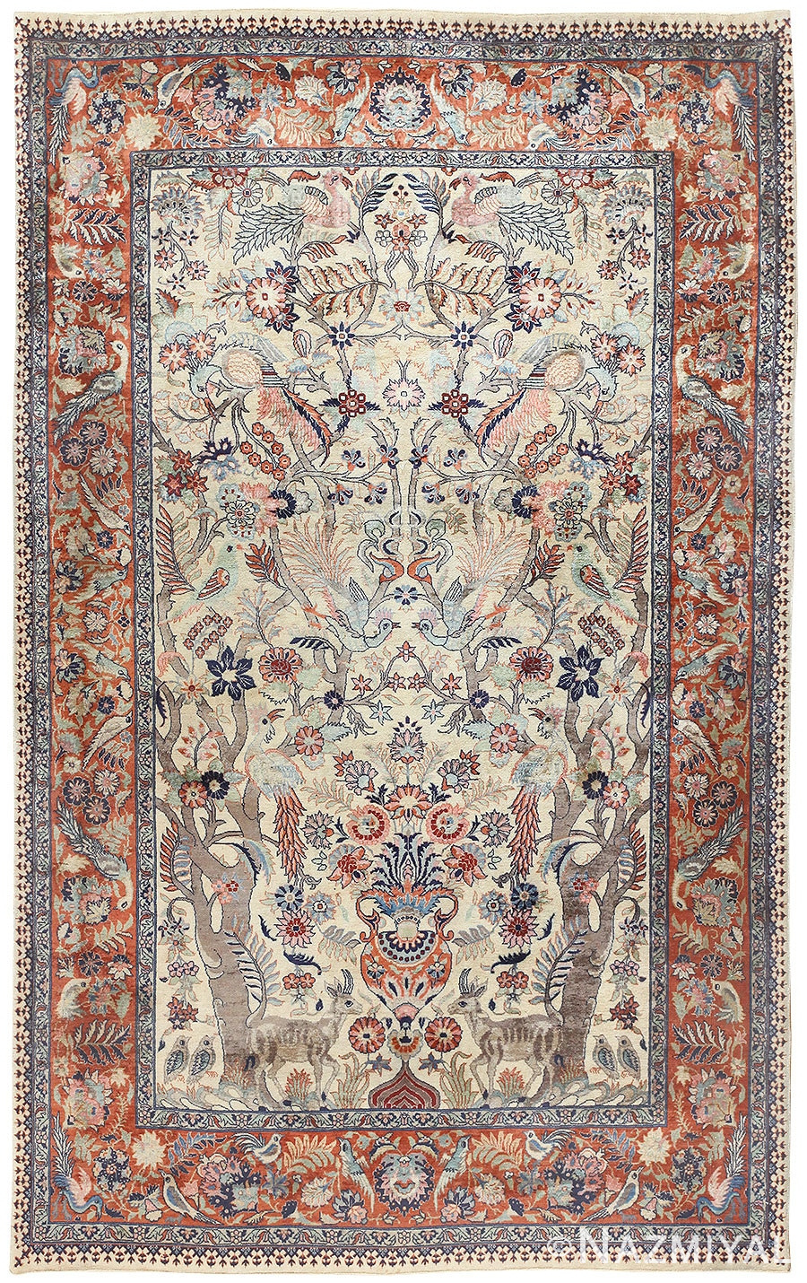 Antique Persian Tabriz Rug 50003 Detail/Large View