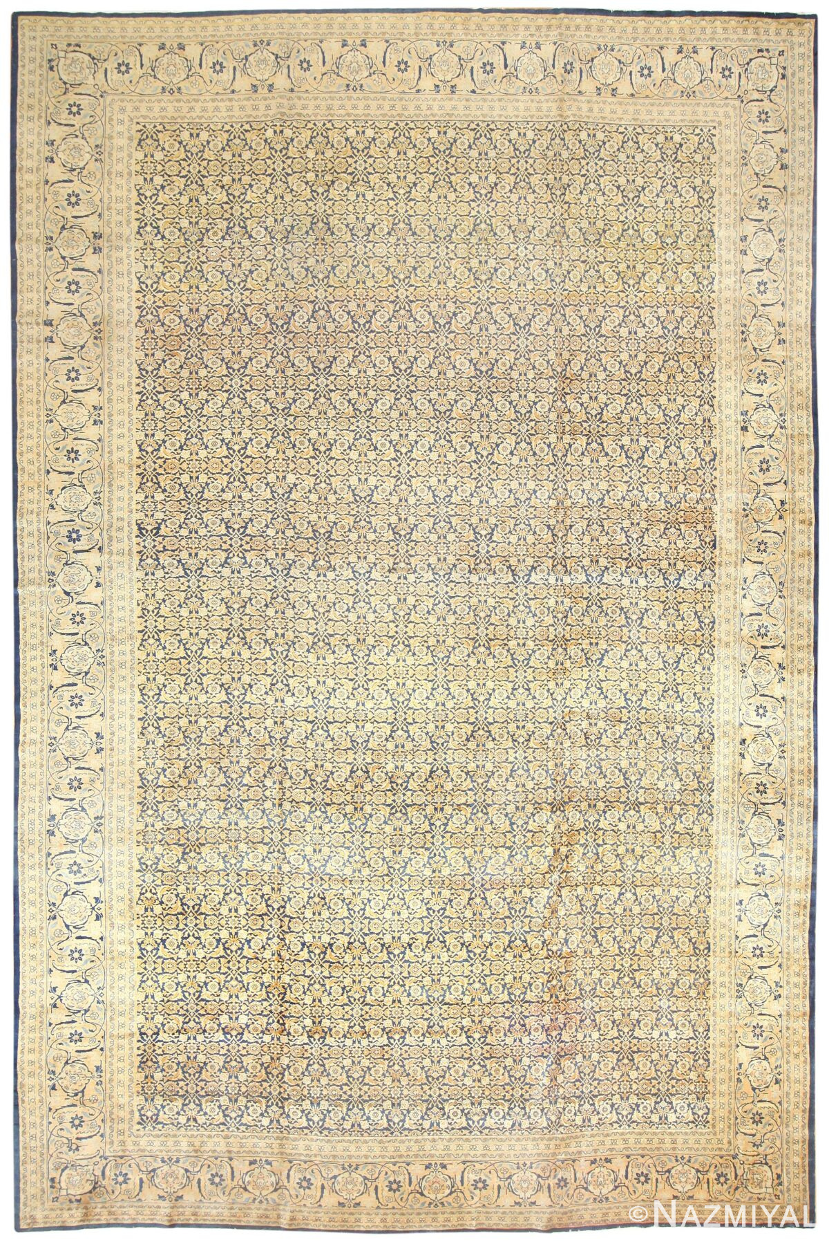 Large Antique Blue Persian Tabriz Rug 50102 by nazmiyal