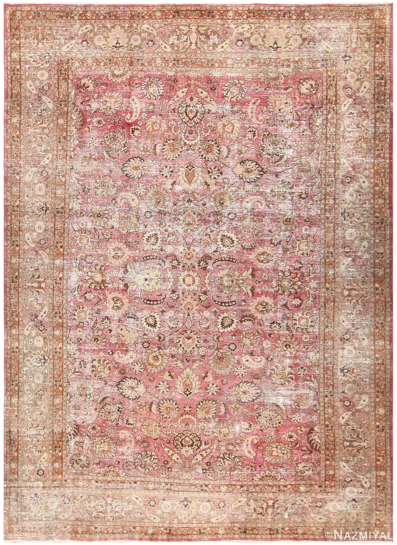 Antique Shabby Chic Persian Khorassan Carpet 48297 Nazmiyal