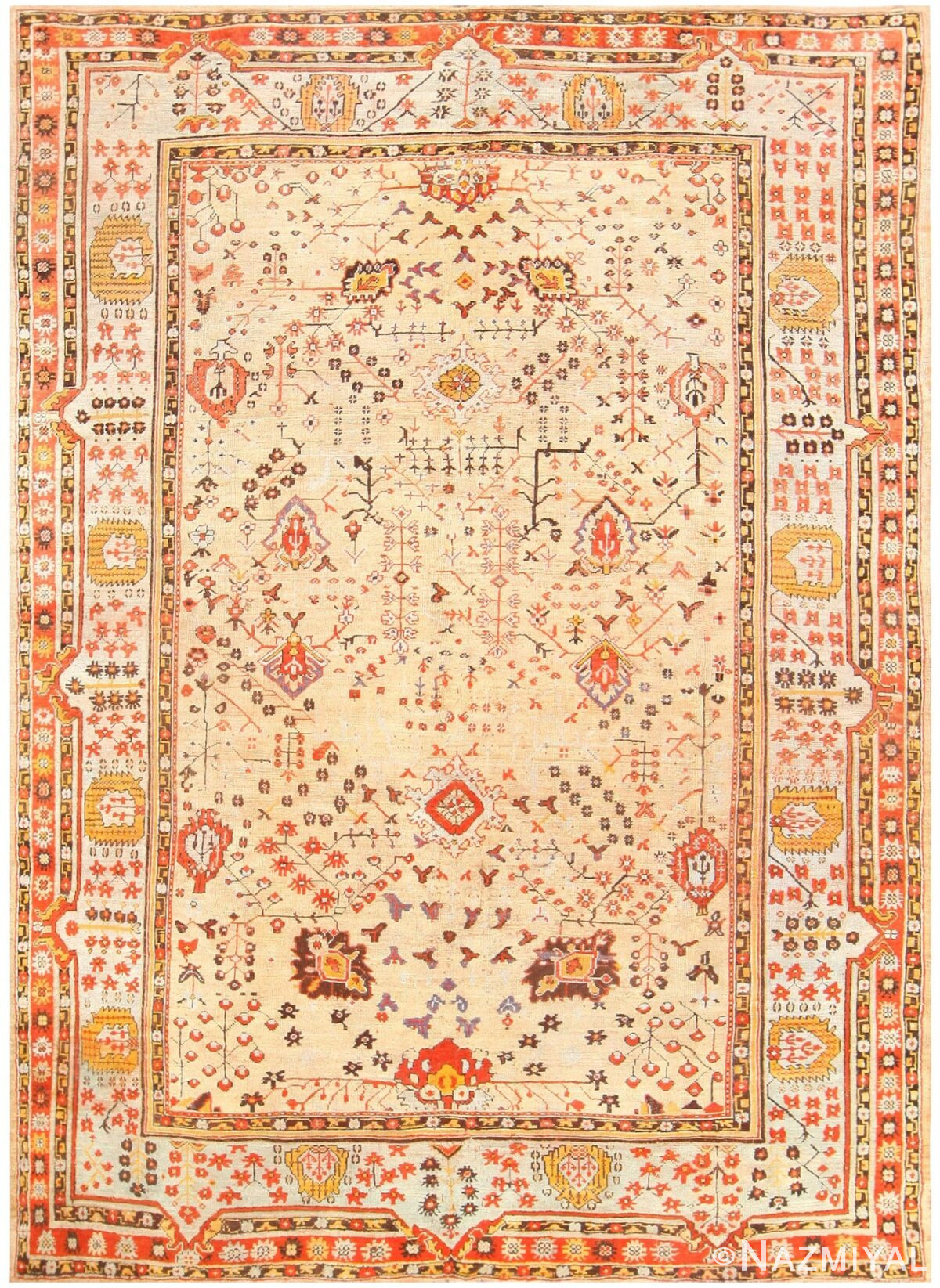 Antique Turkish Oushak Rug 48374 Detail/Large View