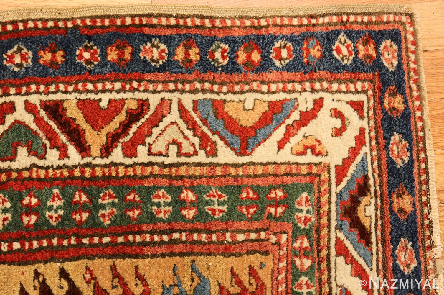 vintage caucasian shahsavan rug 48372 corner Nazmiyal
