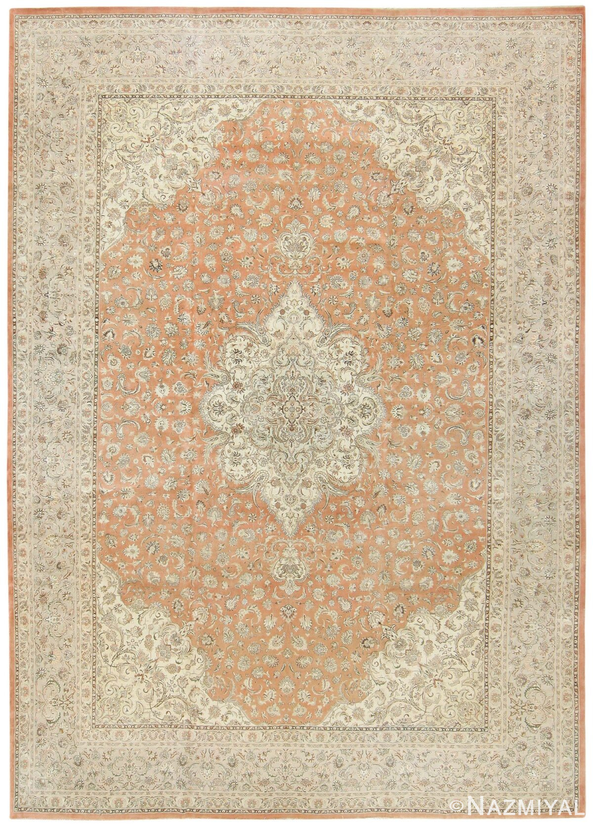 Vintage Silk and Wool Persian Tabriz Rug 50081 Detail/Large View