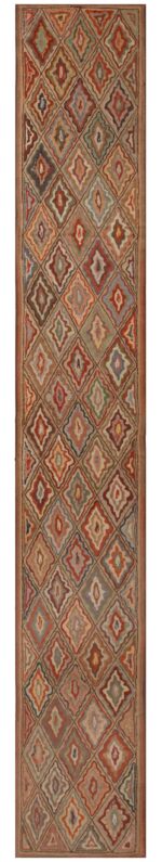 Antique American Hooked Runner Rug #50108 by Nazmiyal Antique Rugs