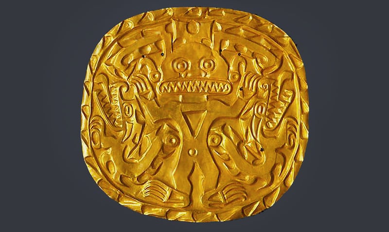Antique Native American Art Antique Native American Art - Coclé artist. Gold Plaque with Crocodile Deity, circa 700–900. Sitio Conte, Coclé Province, Panama - Nazmiyal