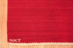 mid century red swedish carpet 48441 signature Nazmiyal