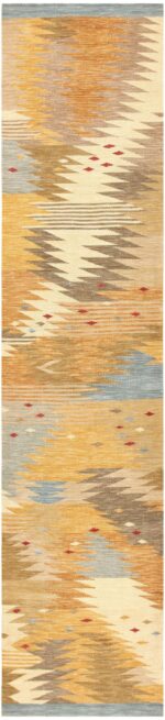 Vintage Swedish Inspired Modern Kilim Runner Rug 48518 by Namziyal