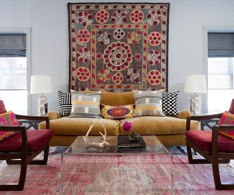 Modern Interior with Tapestry on Wall Nazmiyal