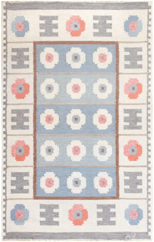 Vintage Swedish Carpet Signed "AW" 48452 Nazmiyal Antique Rugs