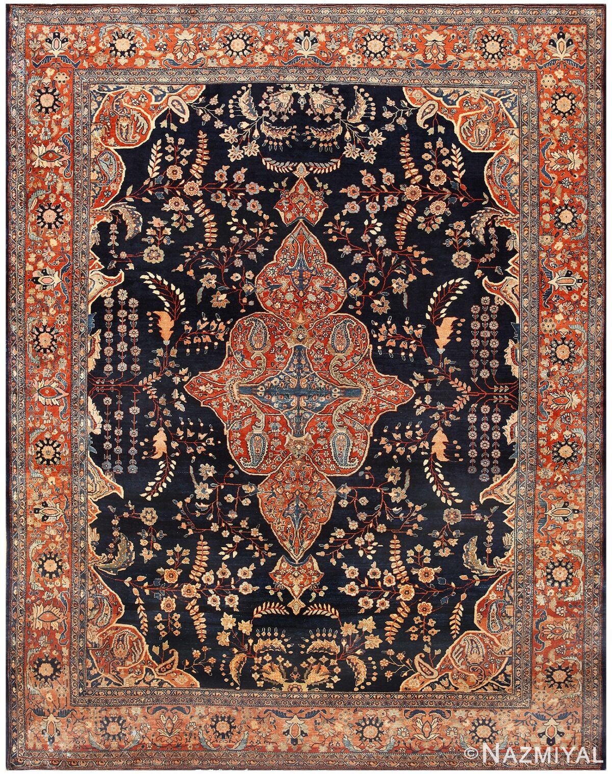 Antique Farahan Sarouk Persian Rug 48471 Detail/Large View