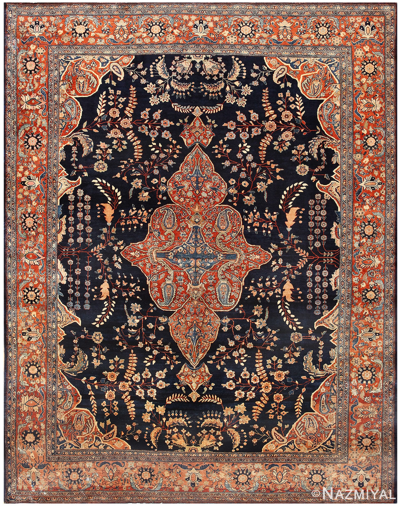 Antique Farahan Sarouk Persian Rug 48471 Detail/Large View