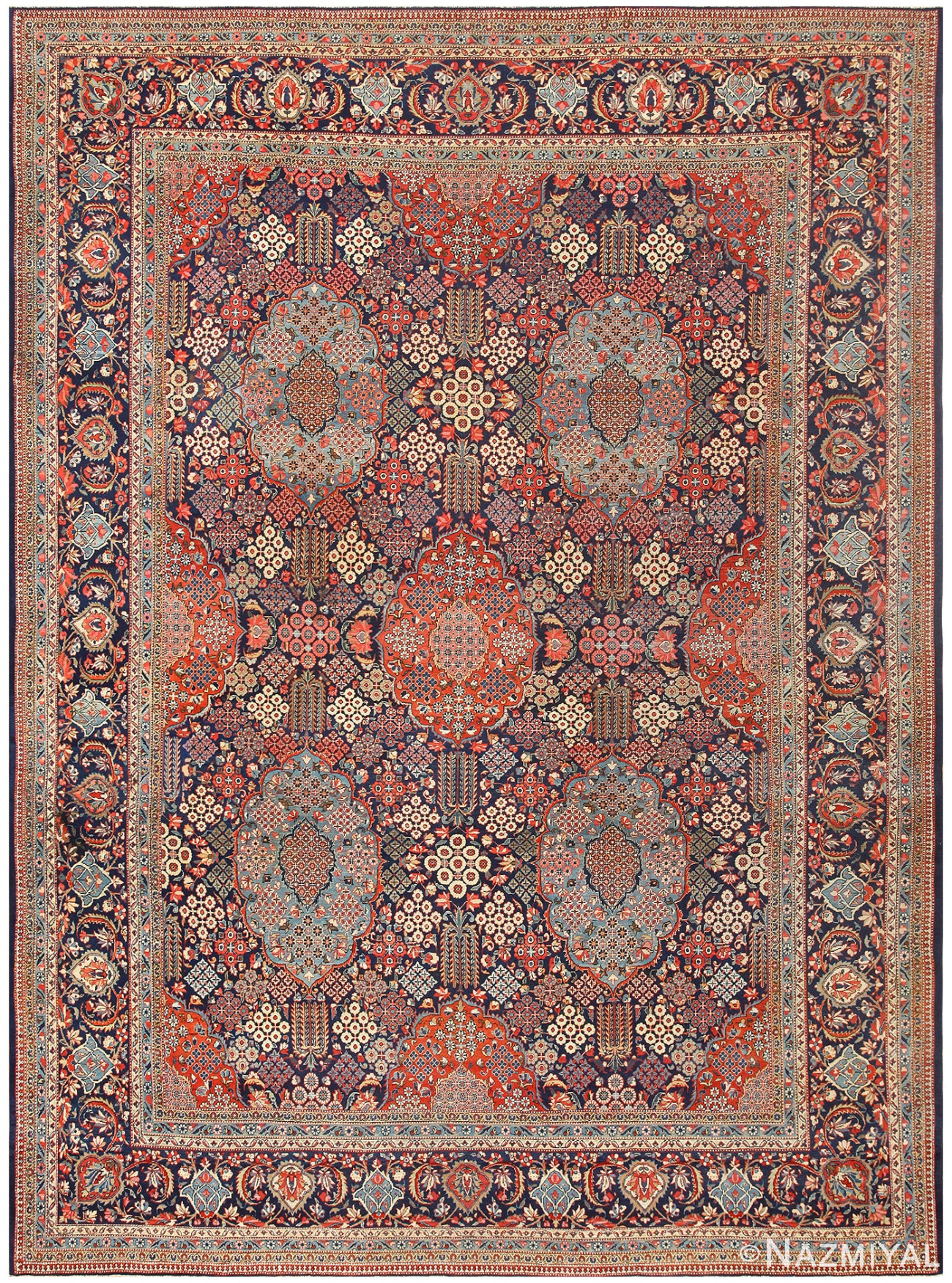 Antique Persian Dabir Kashan Rug 50022 Detail/Large View