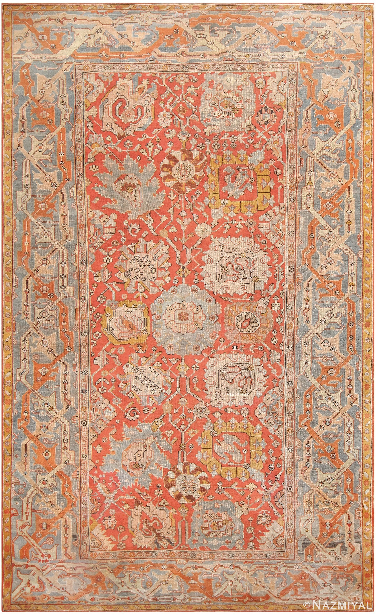 Antique Turkish Oushak Carpet 48127 Nazmiyal