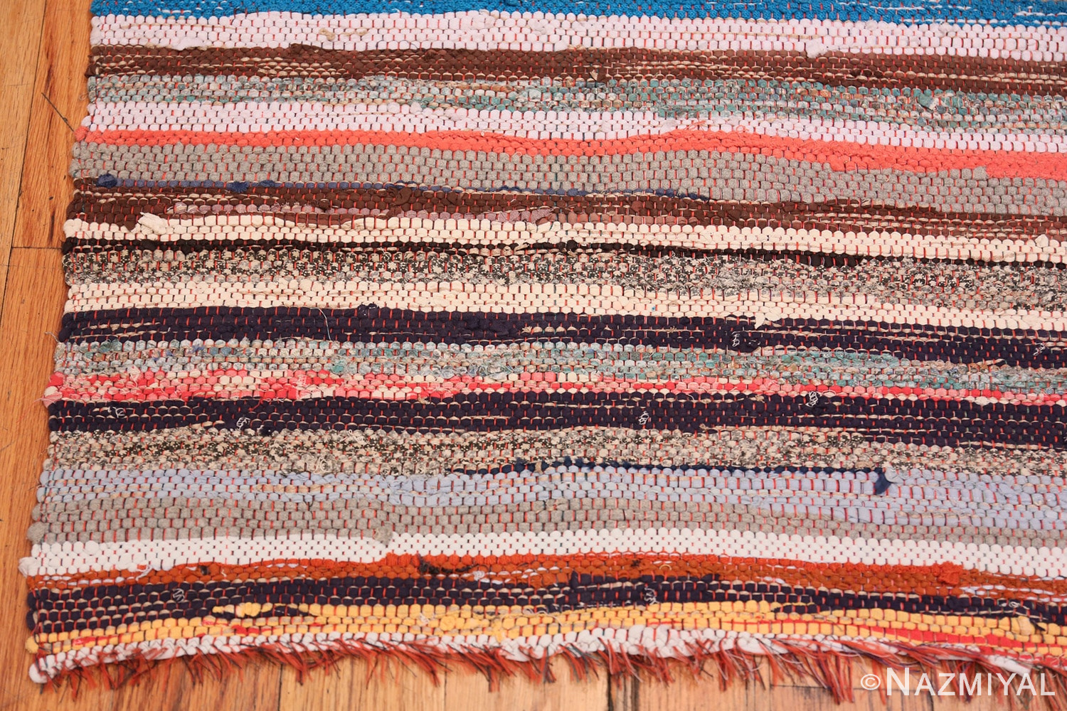 Corner Vintage Scandinavian Swedish rag runner rug 46656 by Nazmiyal