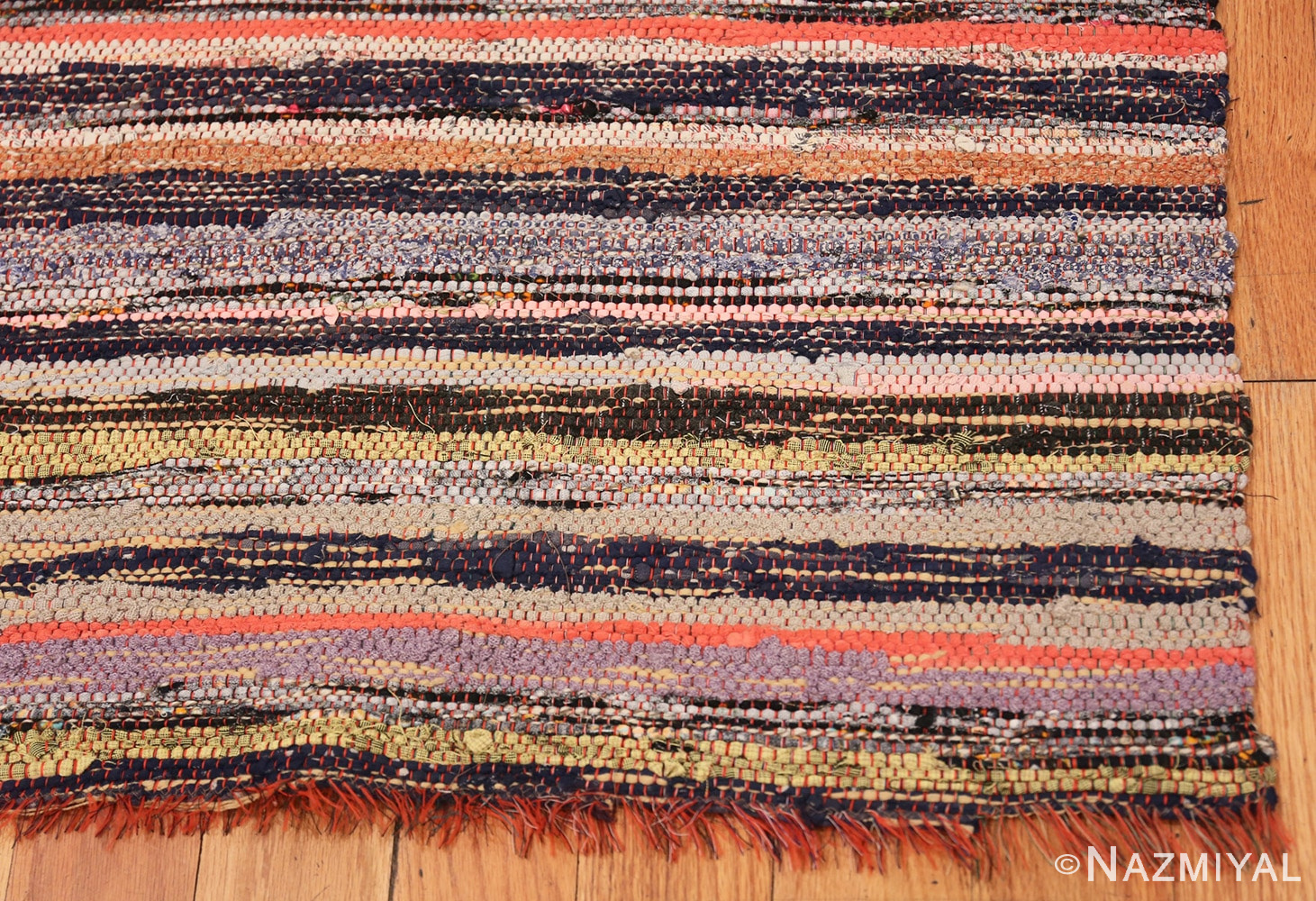 Corner Vintage Swedish rag rug 46660 by Nazmiyal