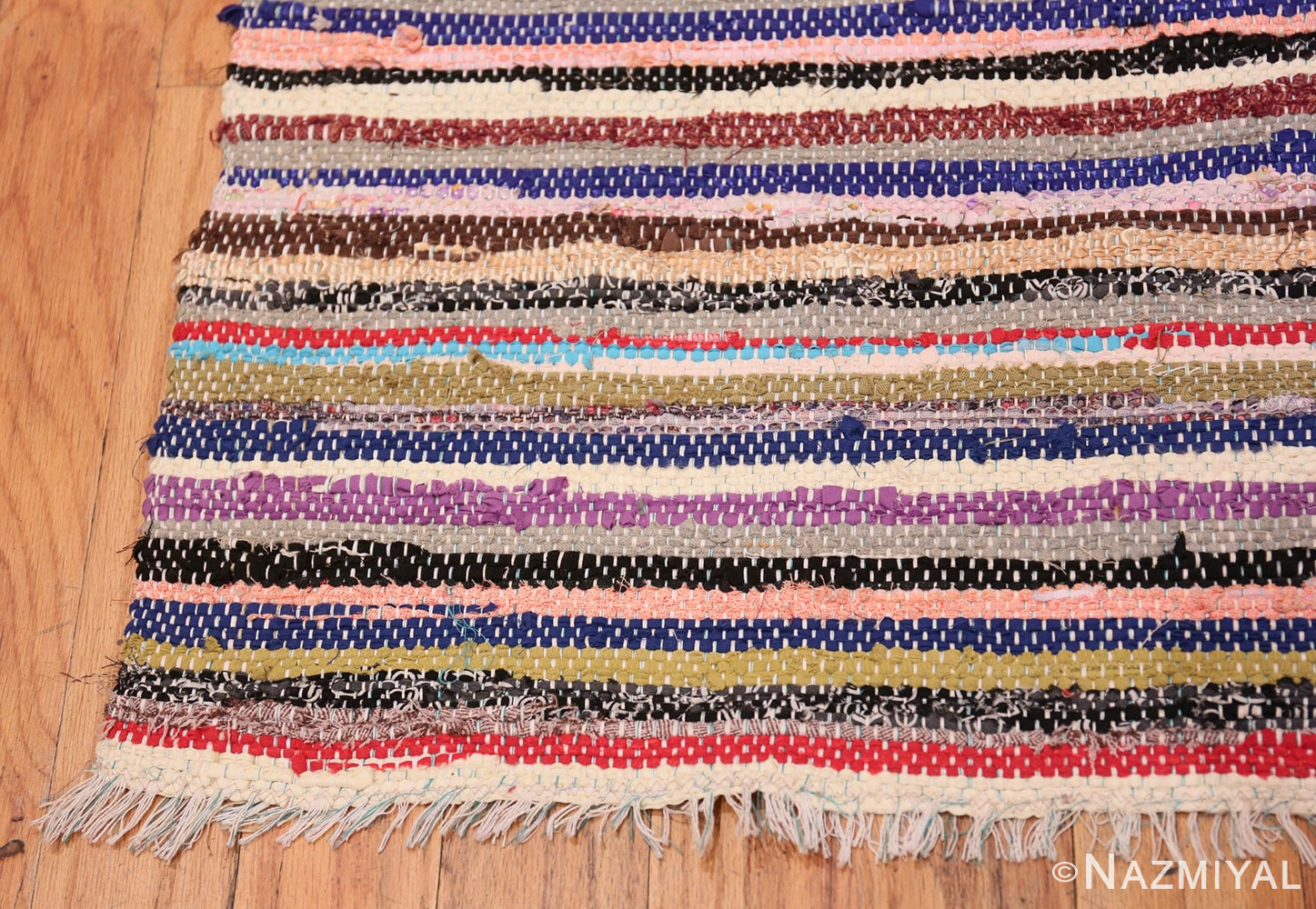 Corner Vintage Swedish rag runner rug 46659 by Nazmiyal