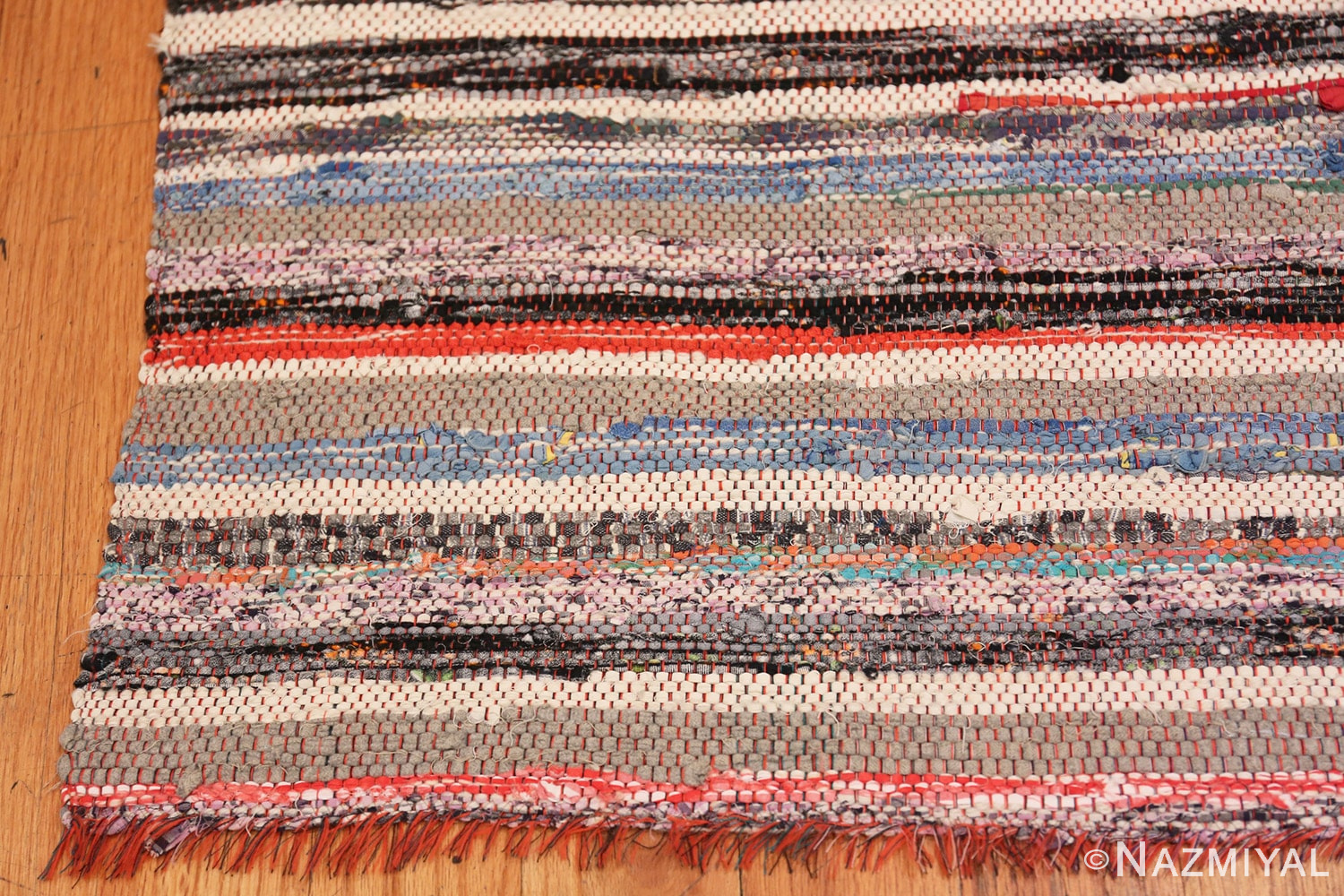 Corner Vintage Swedish rag runner rug 46663 by Nazmiyal