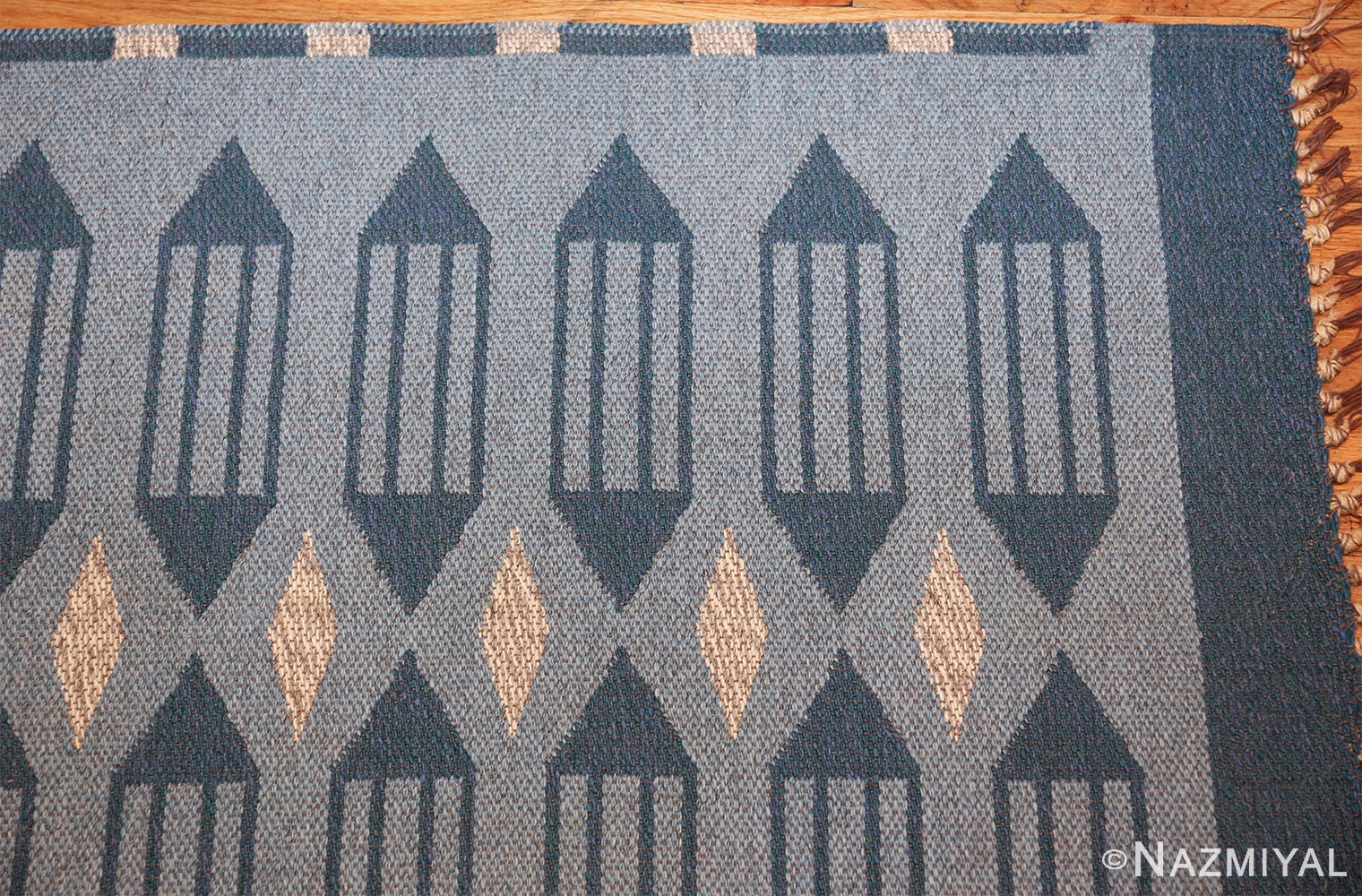 double sided vintage swedish carpet 48449 corner Nazmiyal