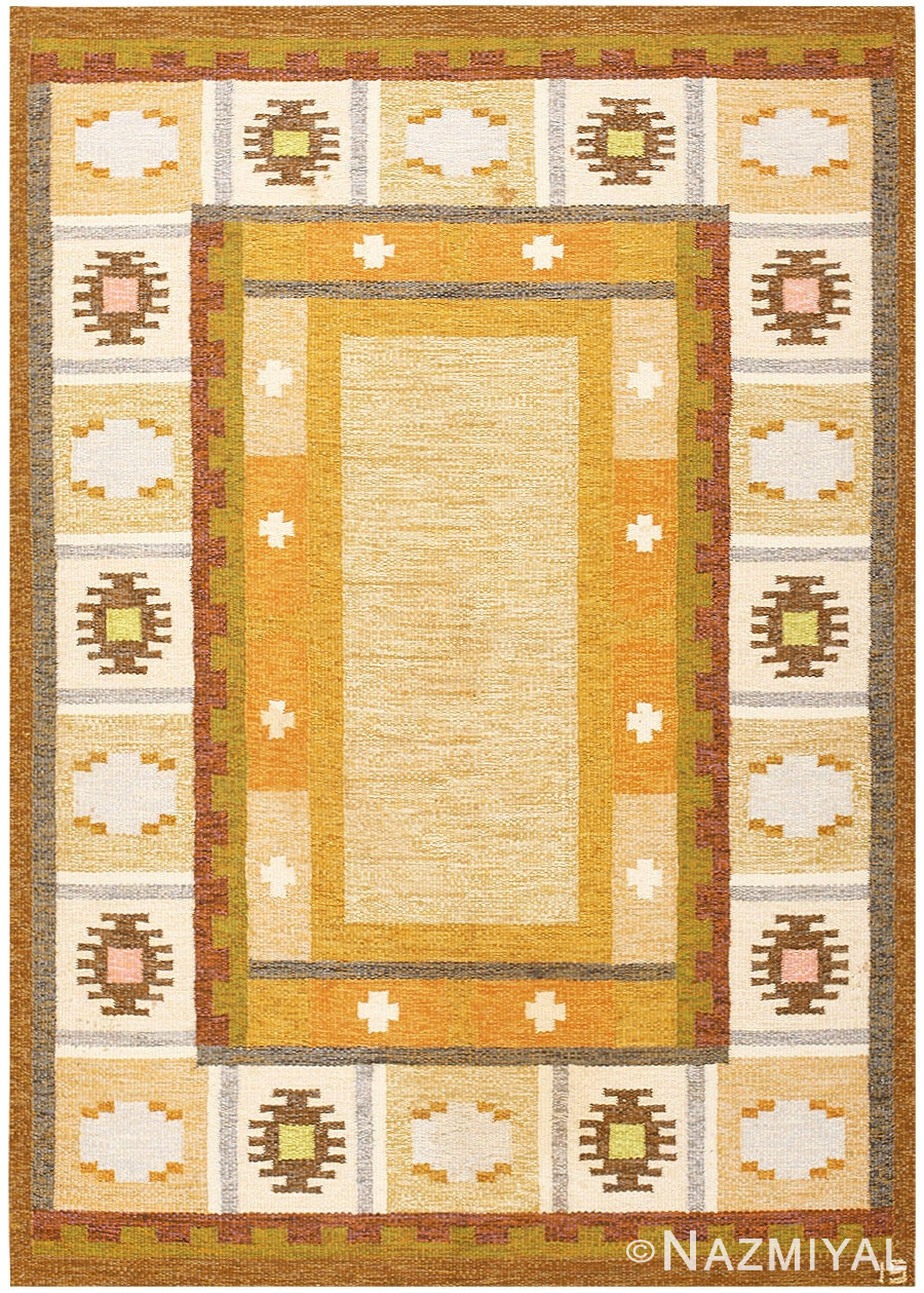Swedish Ingegerd Silow Kilim Carpet #48455 by Nazmiyal Antique Rugs