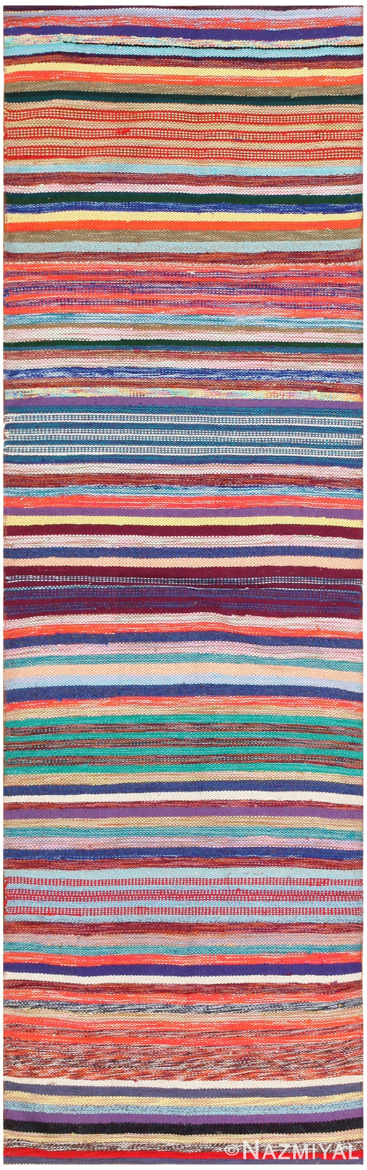 Vintage Swedish Rag Rug 46666 Nazmiyal Antique Rugs