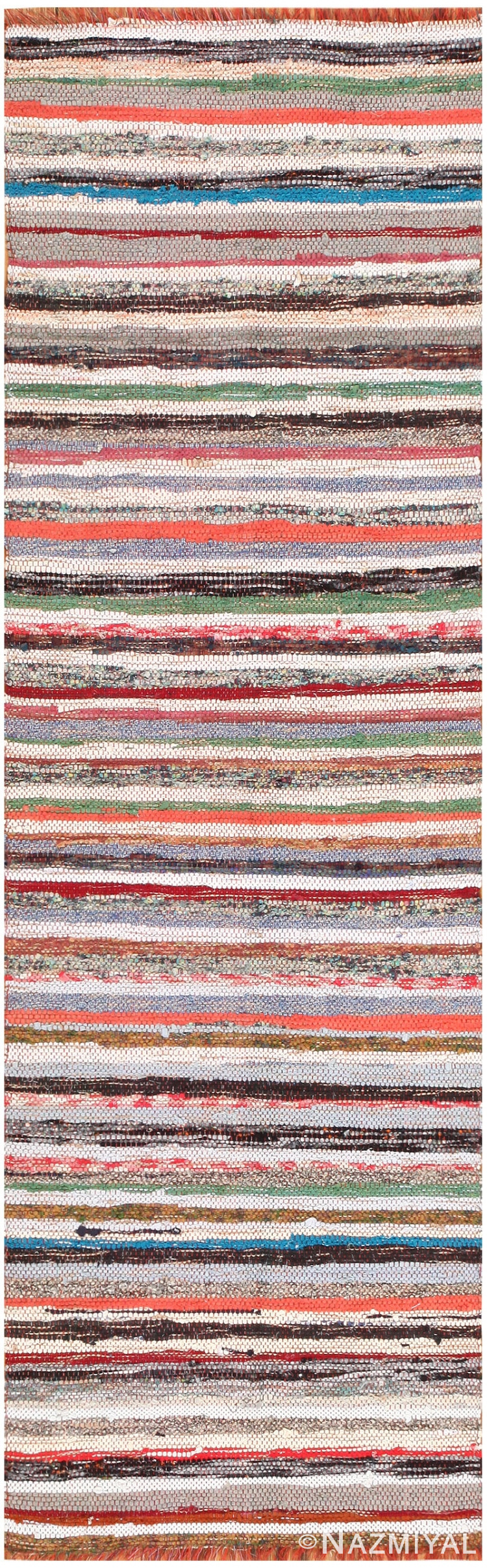Vintage Swedish Scandinavian Rag Runner Rug 46669 Nazmiyal Antique Rugs