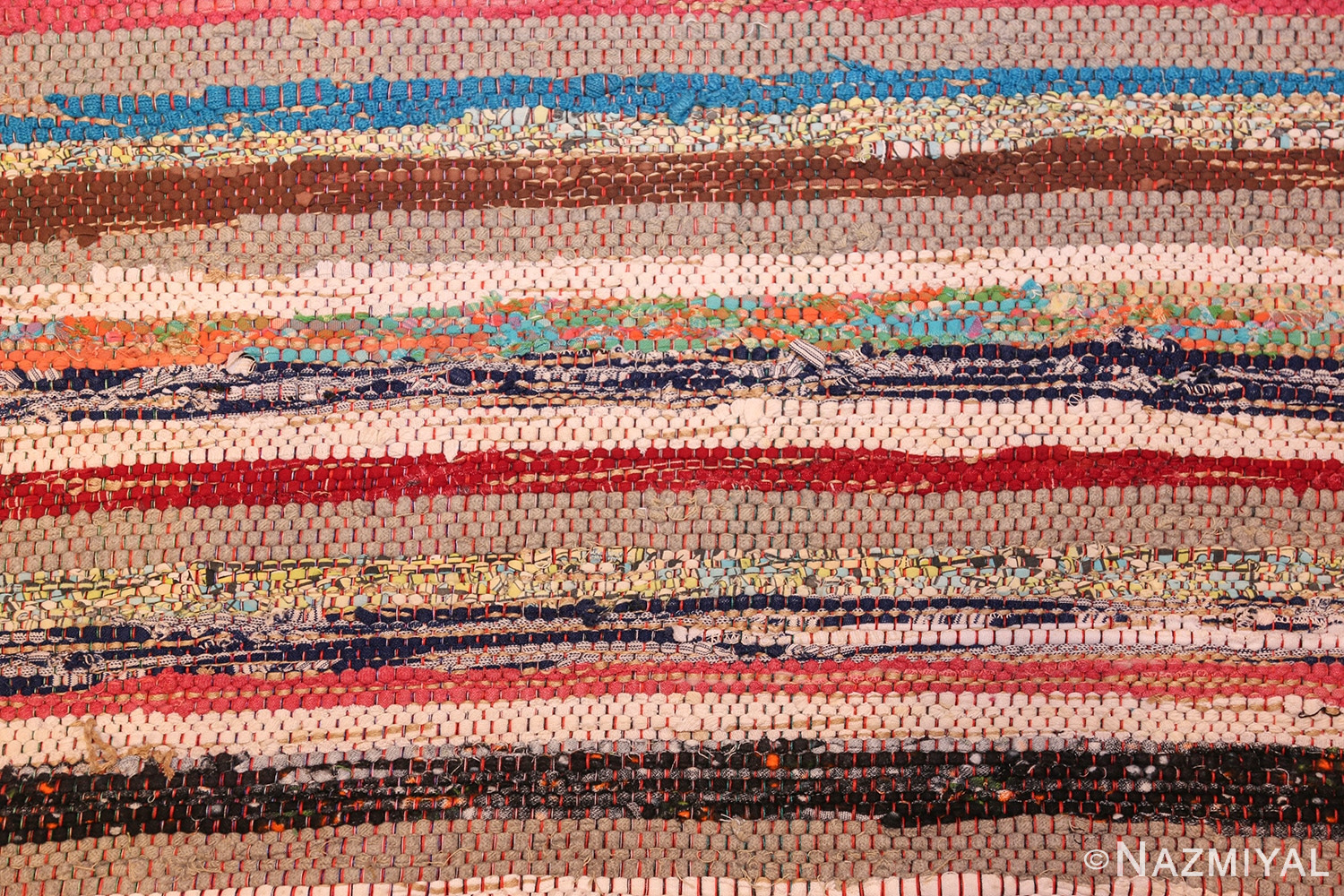 vintage swedish scandinavian runner rag rug 46657 colors Nazmiyal