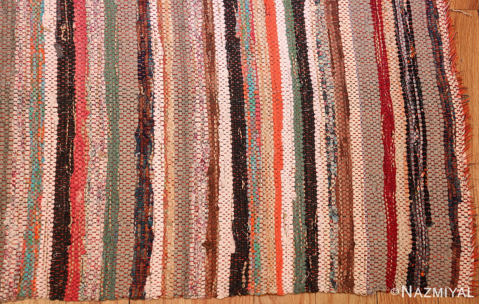 vintage swedish scandinavian runner rag rug 46657 corner Nazmiyal