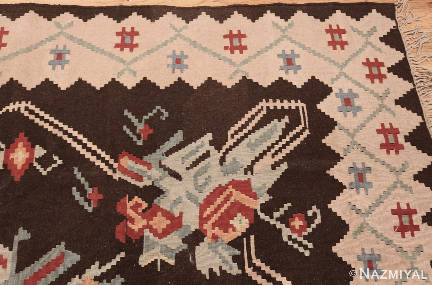 vintage turkish kilim rug 50170 corner edited Nazmiyal