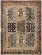 Antique Primitive Earth Tone American Hooked Rug #50293 by Nazmiyal Antique Rugs